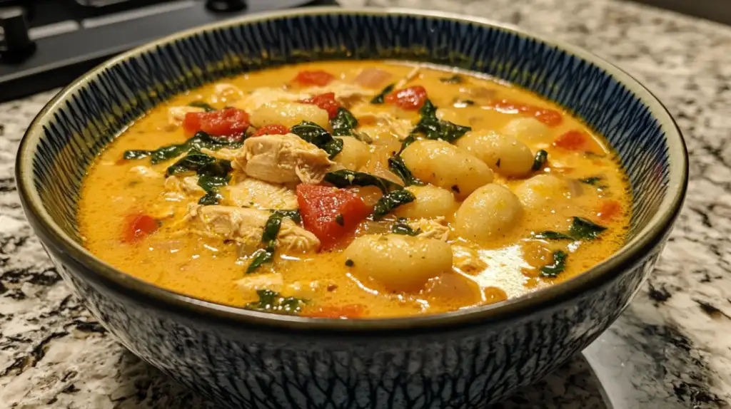 Caprese Chicken Gnocchi Soup