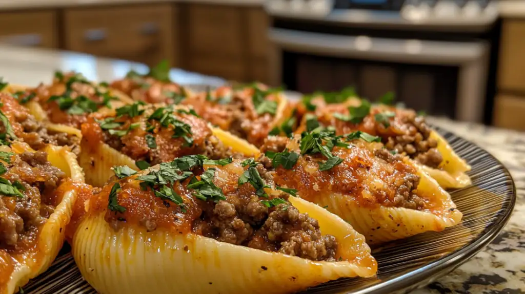 Cheesy Beef Stuffed Shells