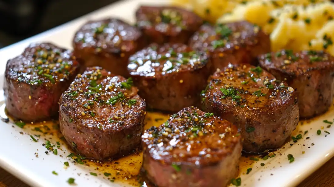 Ribeye Steak Bites and Cheesy Smashed Potatoes