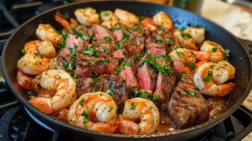 Steak and Shrimp Skillet