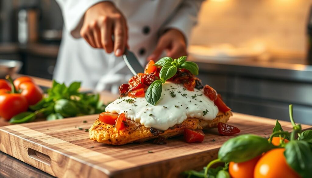 assembling chicken dish