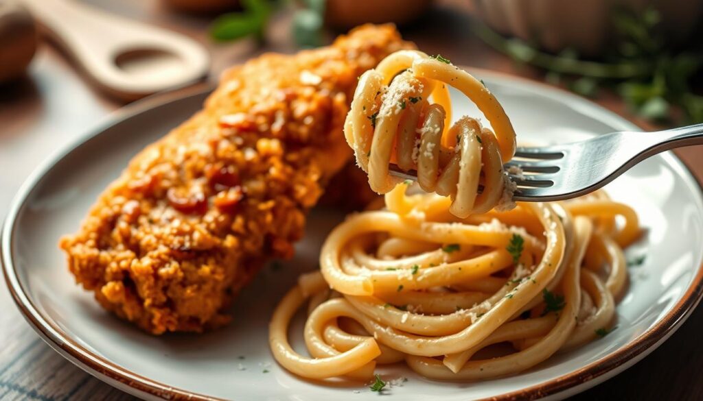 Crispy Chicken and Creamy Pasta Bliss