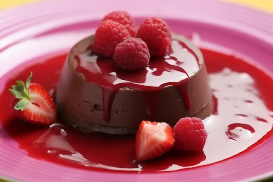 Chocolate Bavarois with Red Berry Coulis