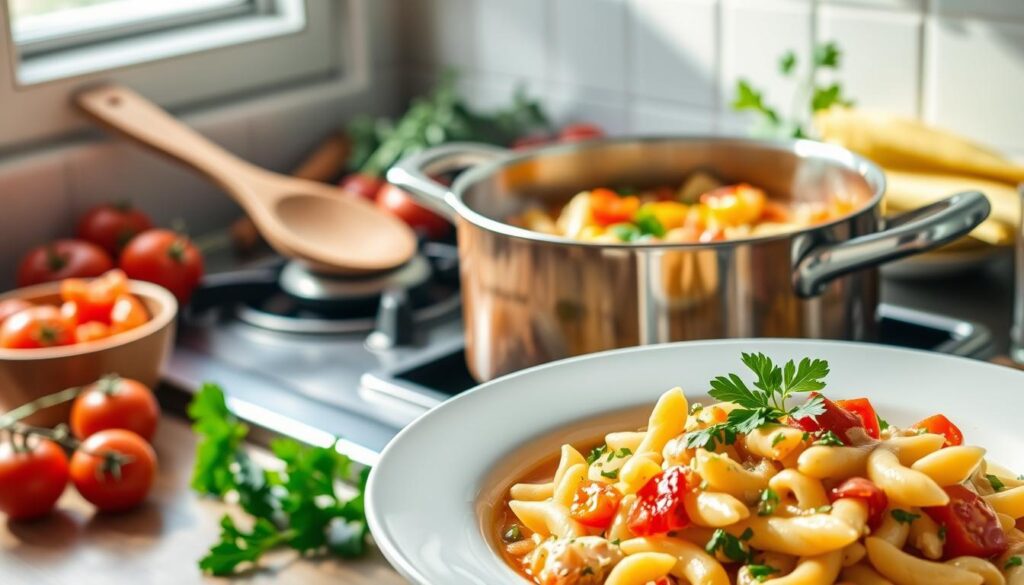 Cooking Pasta Fazool Chicken Soup