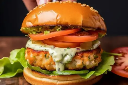 Crab Cake Burger with Zesty Green Sauce