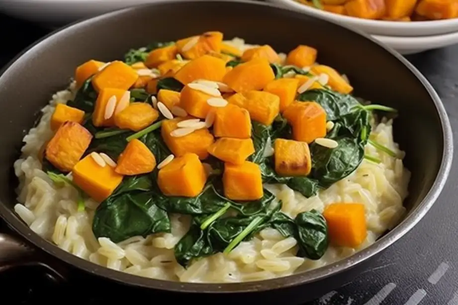 Creamy Orzo with Roasted Butternut Squash and Spinach