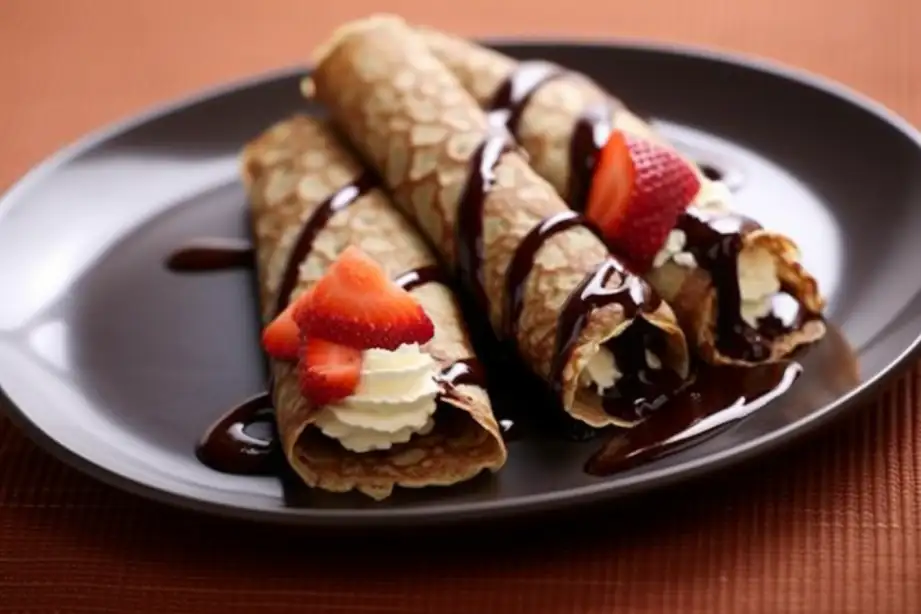 Chocolate Mousse-Filled Crepe Cones