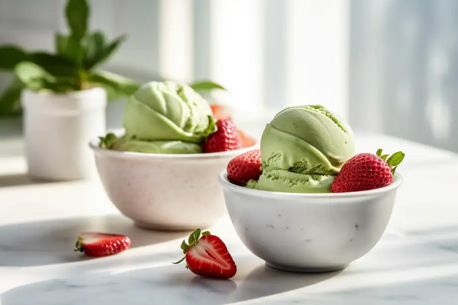 Matcha Strawberry Swirl Ice Cream