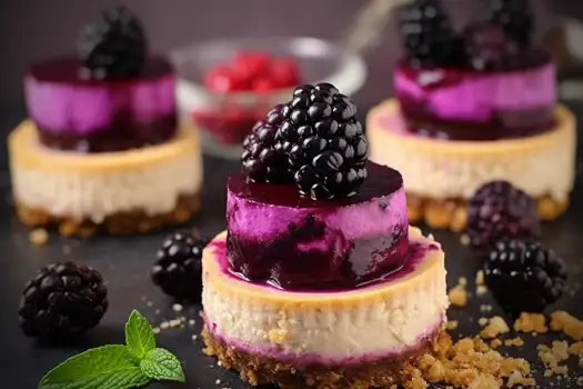 Mini Blackberry Cheesecakes