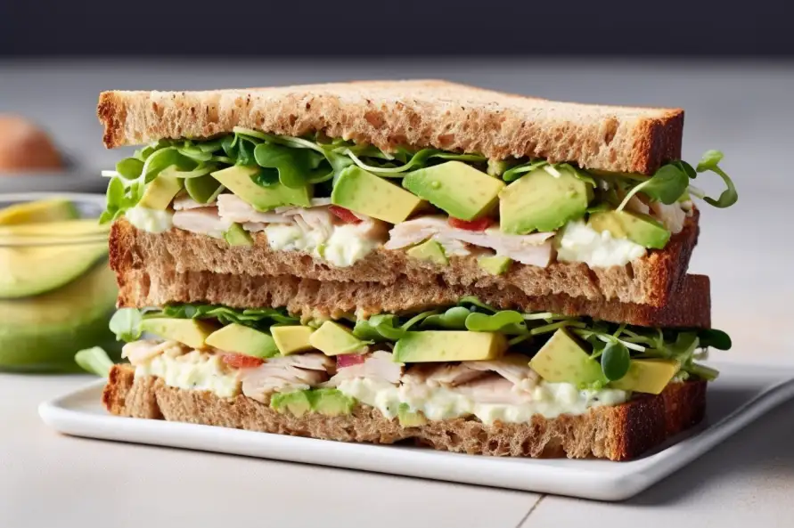 Sandwich avocat-poulet gourmand