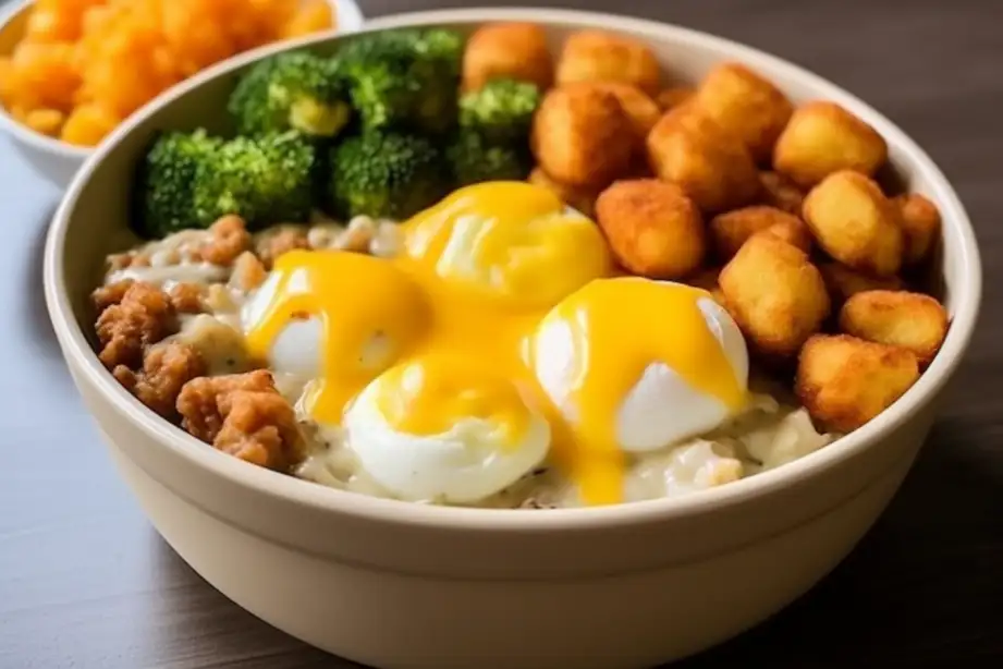 Tater Tot Breakfast Bowl with Vegetarian Gravy