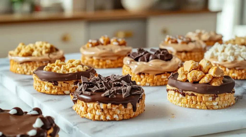 Variations of cheez it peanut butter and chocolate treats.