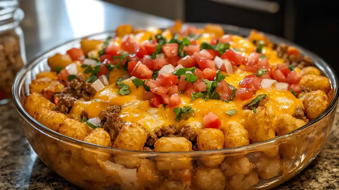 A delicious and appetizing taco tater tot casserole recipe