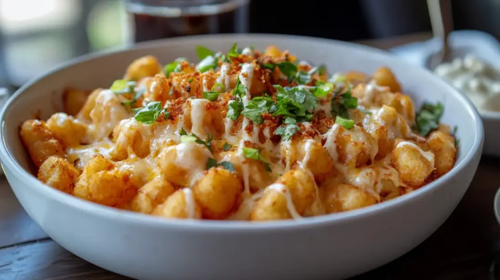 A cheesy vegetarian taco tater tot casserole recipe