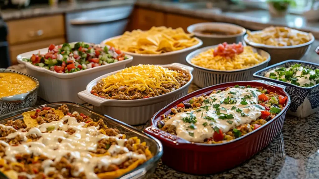 Walking taco casserole recipe with multiple variations