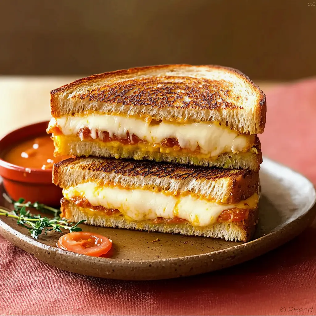 Grilled cheese sandwiches with golden toasted bread and melted cheddar