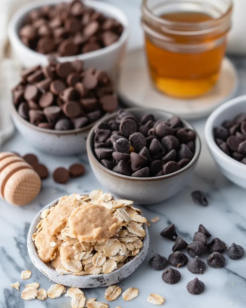 Top Cookie Recipes: Master French Techniques for Perfect American Cookies top cookie recipes Top cookie recipes magic cookies featuring oats, peanut butter, honey, vanilla and chocolate chips ingredients layout