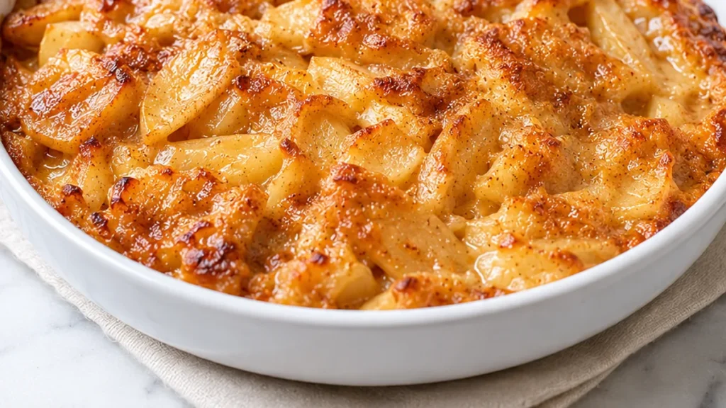 The Easiest Apple Pie EVER! (Crustless Magic!) - Discover the easiest Crustless Apple Pie recipe! Tender spiced apples baked with a sweet topping. Ready in unde