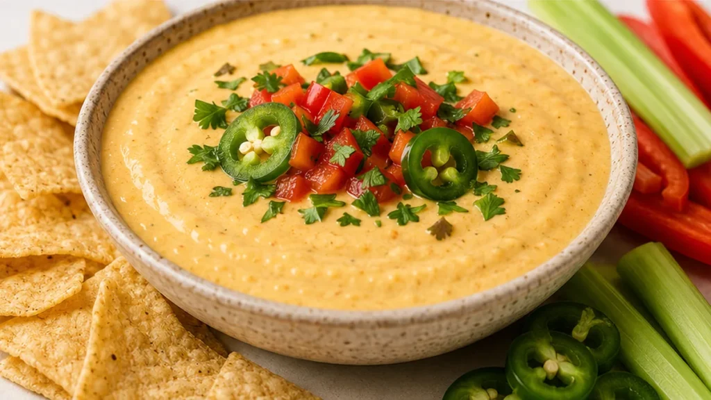 Creamy Cashew Queso Dip Recipe - Discover the best dairy-free Cashew Queso! This easy recipe is perfectly creamy, cheesy, and flavorful. Ready in 30 minutes. Di