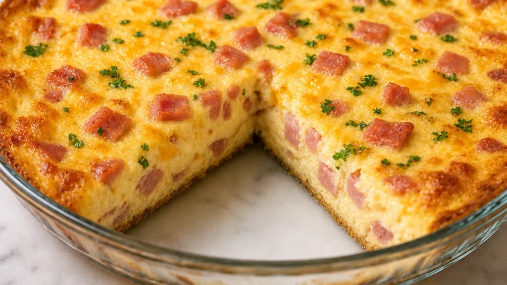 Crustless Ham & Cheese Quiche: Easy Breakfast! - ham cheese quiche - Discover this easy crustless ham and cheese quiche recipe! Ready in under 50 minutes with f
