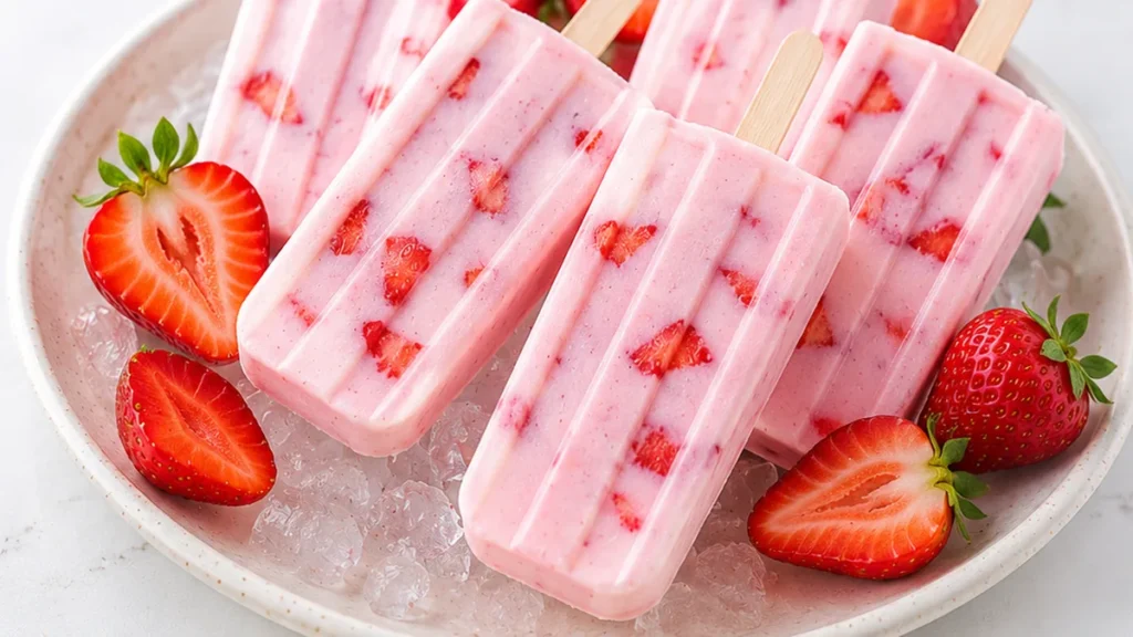 4-Ingredient Strawberry Yogurt Popsicles!