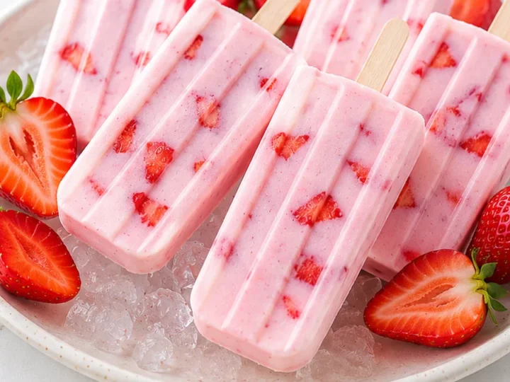 4-Ingredient Strawberry Yogurt Popsicles!