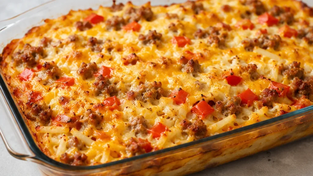”
Sausage Hashbrown Casserole: Breakfast Bake!”