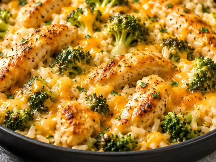 One-Pan Cheesy Chicken & Broccoli Rice!