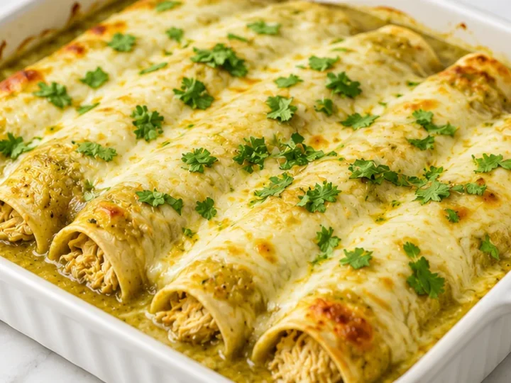 ️ Cheesy Green Chile Chicken Enchiladas!