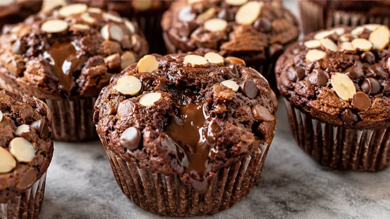 Gooey Chocolate Almond Muffins