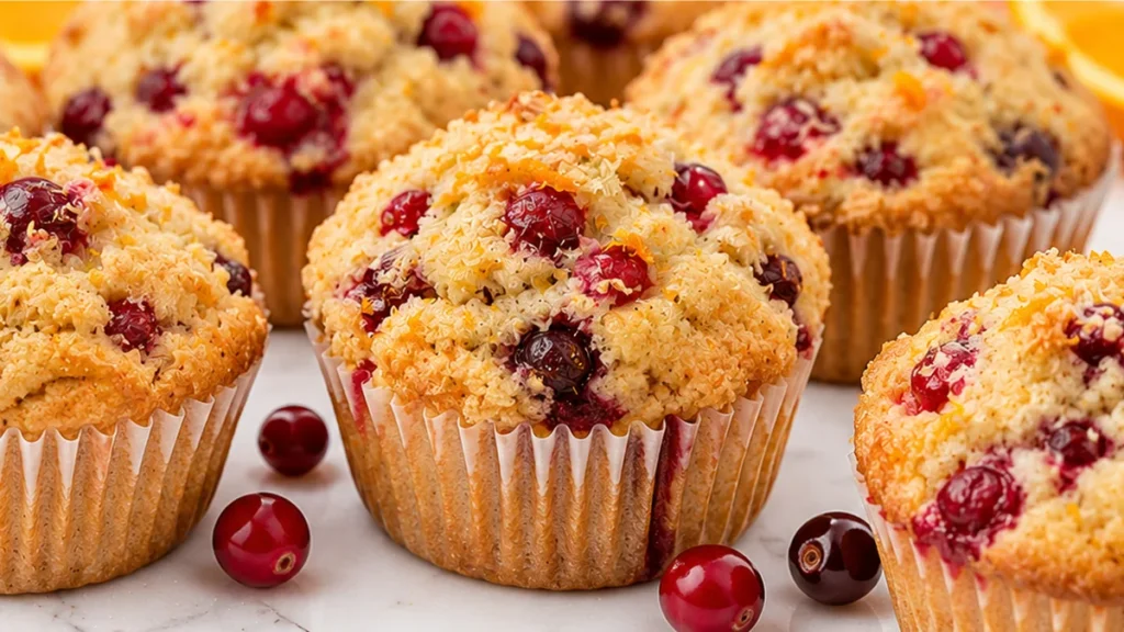 " Fluffy Cranberry Orange Muffins" - cranberry muffins - Cranberry muffins: bake these tender, gluten-free, and dairy-free treats. Bursting with orange and cran