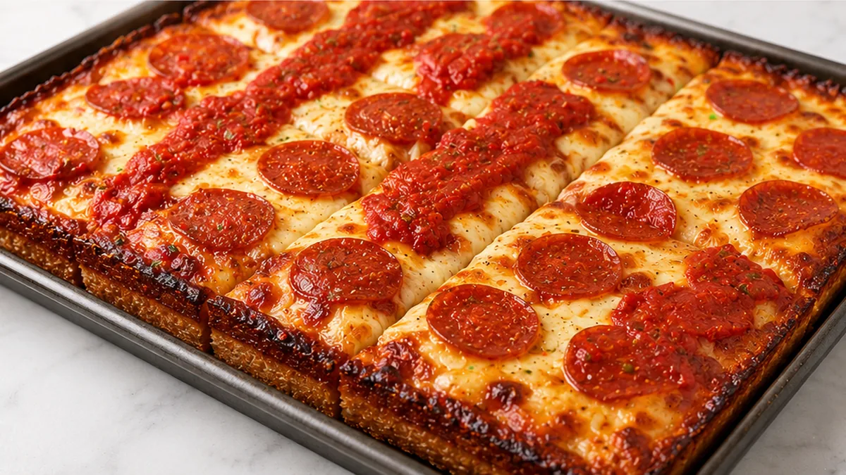 Crispy, Cheesy Detroit-Style Pizza Dream! - Detroit pizza - Detroit pizza: craft this incredible gluten-free Detroit-style pizza with a crispy crust and caramel