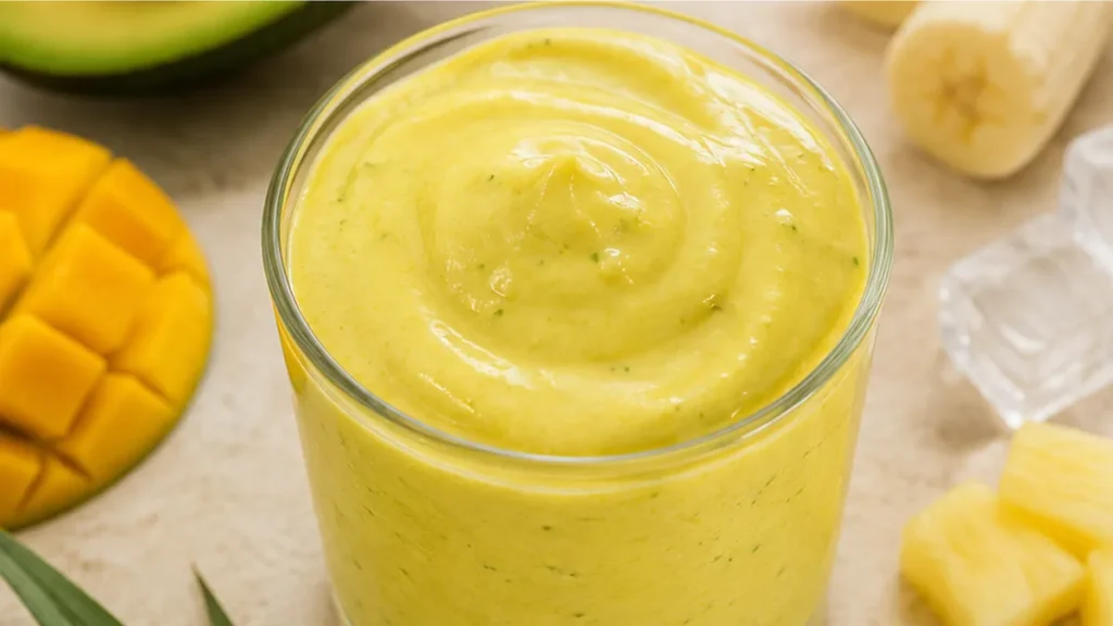 Creamy Mango Avocado Smoothie - mango smoothie - Mango smoothie: whip up this vibrant and creamy tropical blend in minutes. It's an amazing, healthy way to star