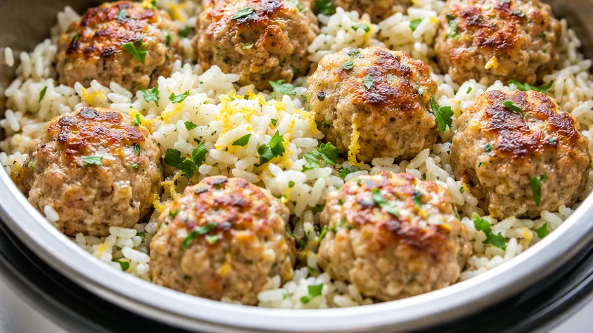 Instant Pot Turkey Meatballs & Rice - Turkey meatballs: craft tender, flavorful Instant Pot turkey meatballs with golden yellow rice. A complete, easy-to-make d