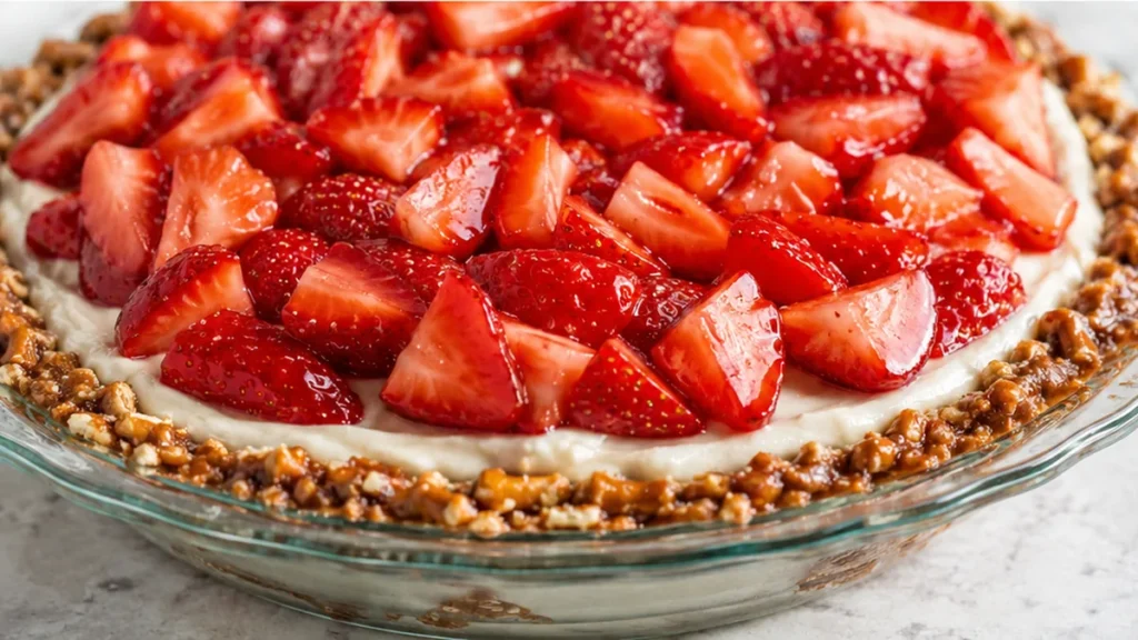 Dreamy Vegan Strawberry Pretzel Pie