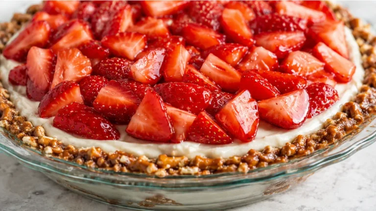 Dreamy Vegan Strawberry Pretzel Pie