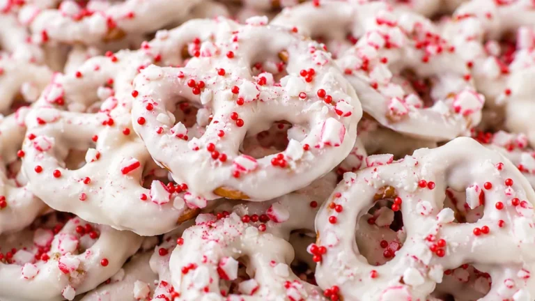 White Chocolate Peppermint Pretzels