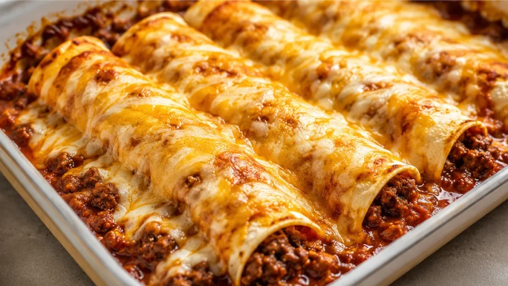 Cheesy Beef Enchiladas: Weeknight Meal! Beef enchiladas: make this classic recipe featuring a rich, homemade sauce and a savory ground beef filling. Perfect for