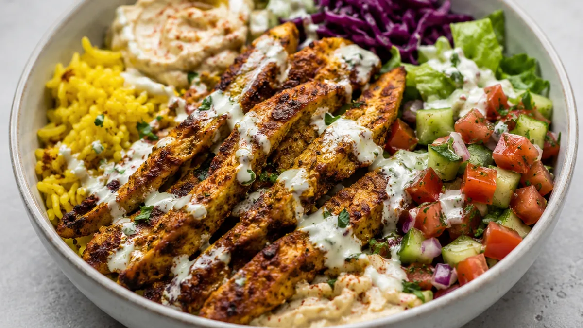 Chicken Shawarma Bowls - Chicken Shawarma: master these vibrant bowls featuring tender chicken, fragrant yellow rice, and creamy garlic sauce. Perfect for a fla