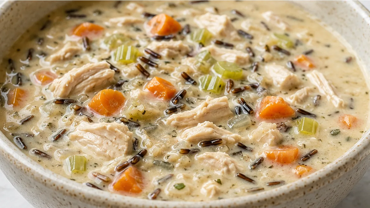 Creamy Chicken & Wild Rice Soup - chicken wild rice - Chicken wild rice soup: master this creamy, comforting Panera copycat recipe. Enjoy tender chicken, wild r
