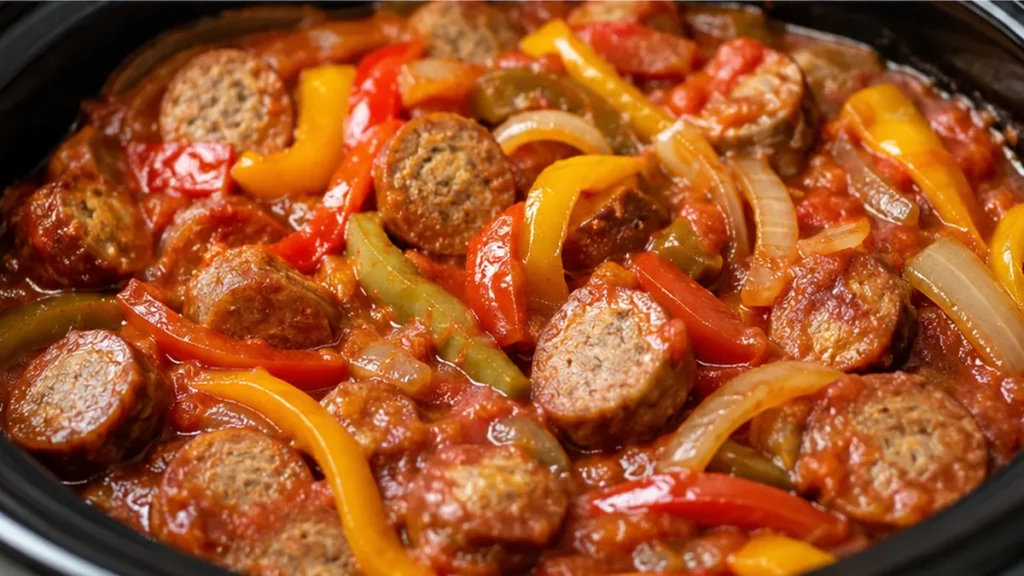 ️ Slow Cooker Sausage & Peppers - sausage and peppers - Sausage and peppers: cook this ultimate comfort food in your crock pot. Tender Italian sausage, sweet pe